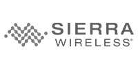Grayscale Sierra Wireless logo, client of LogiSense billing
